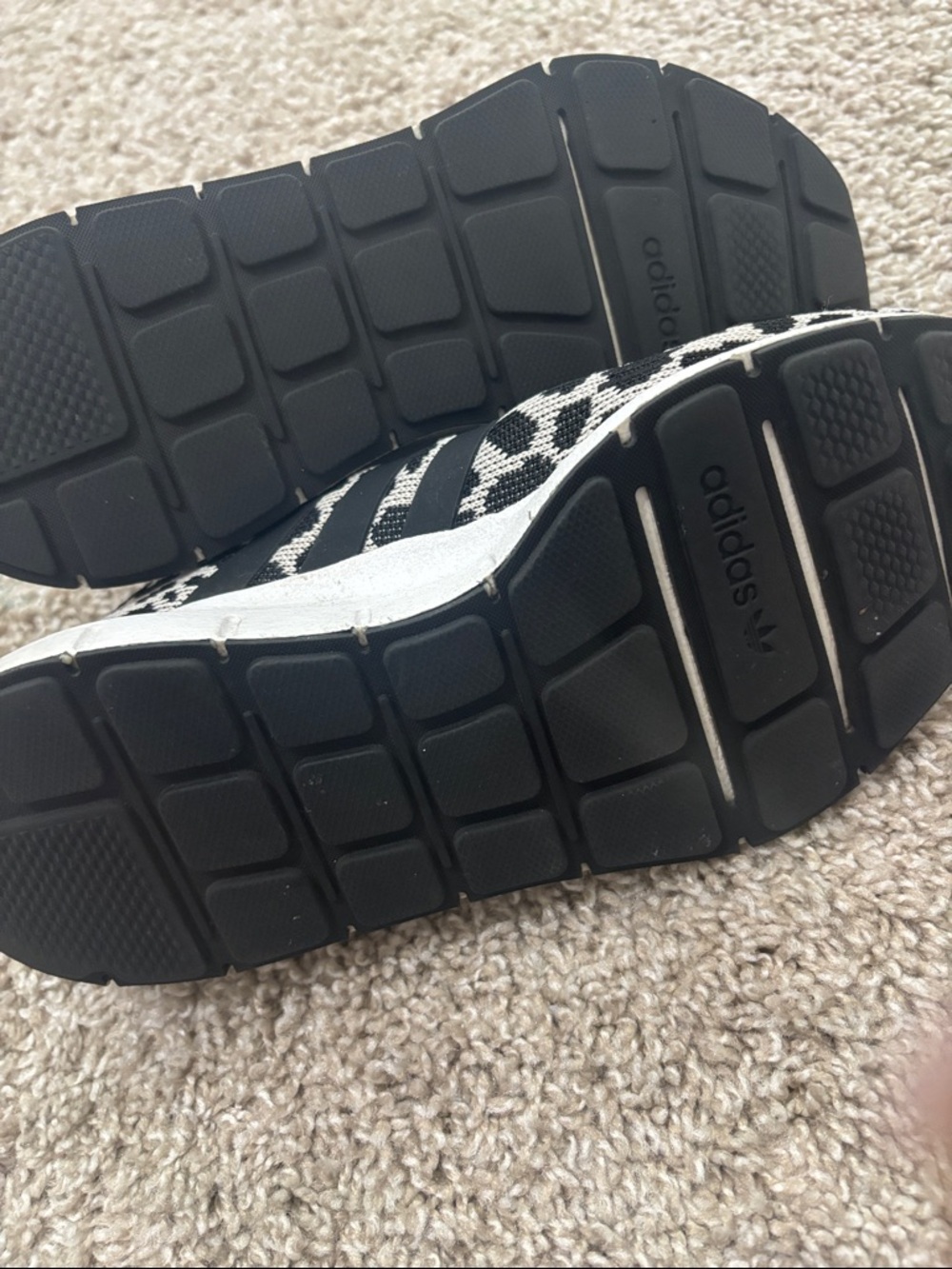 adidas Black & White Leopard-Pattern Knit Sneakers - Picture 7 of 7